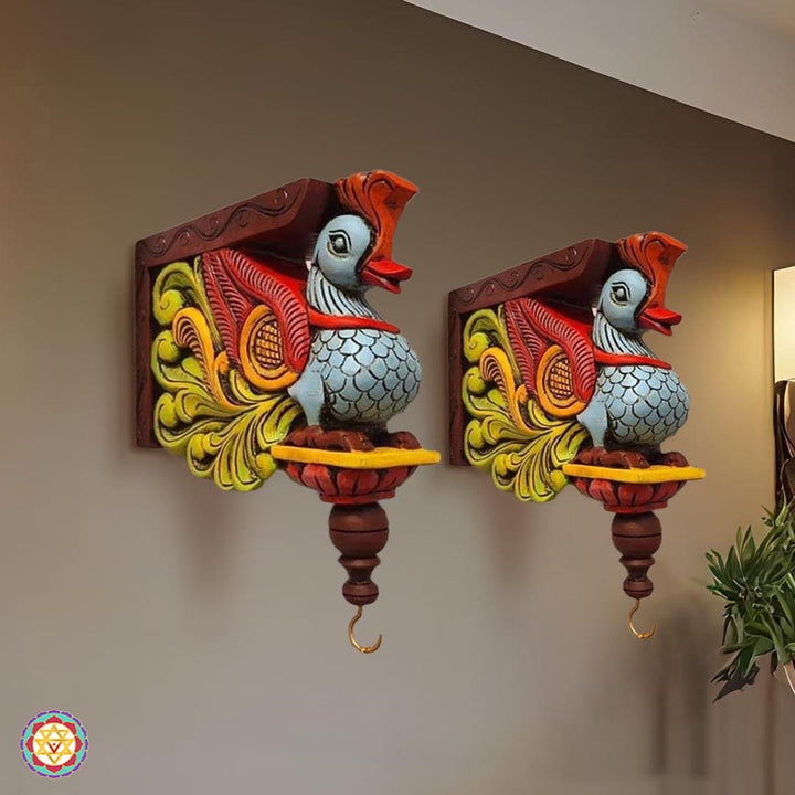Handcarved Annam swan wall decor — wooden traditional Indian art.