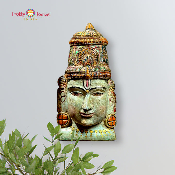 Vintage Laxmi wooden wall hanging in multicolour finish