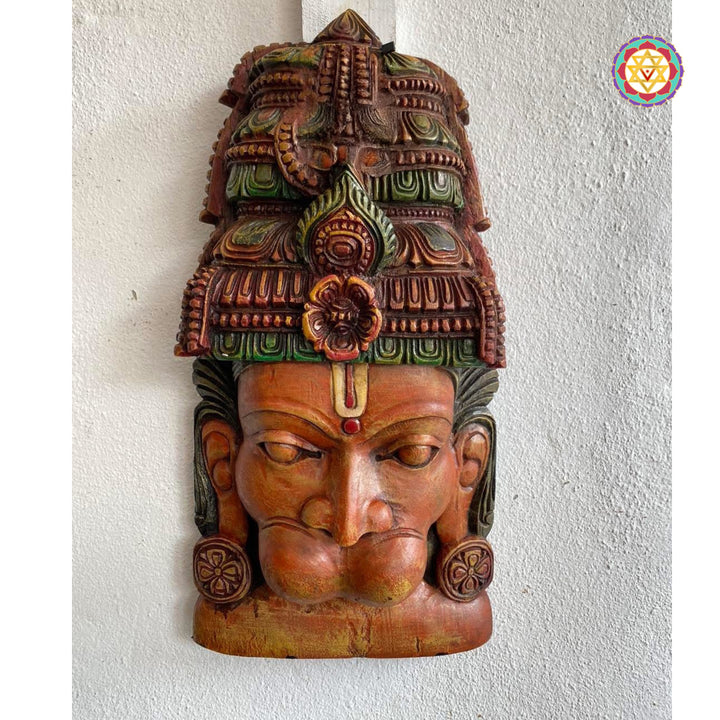 Vibrant multicolour Hanuman wooden mask for home decor