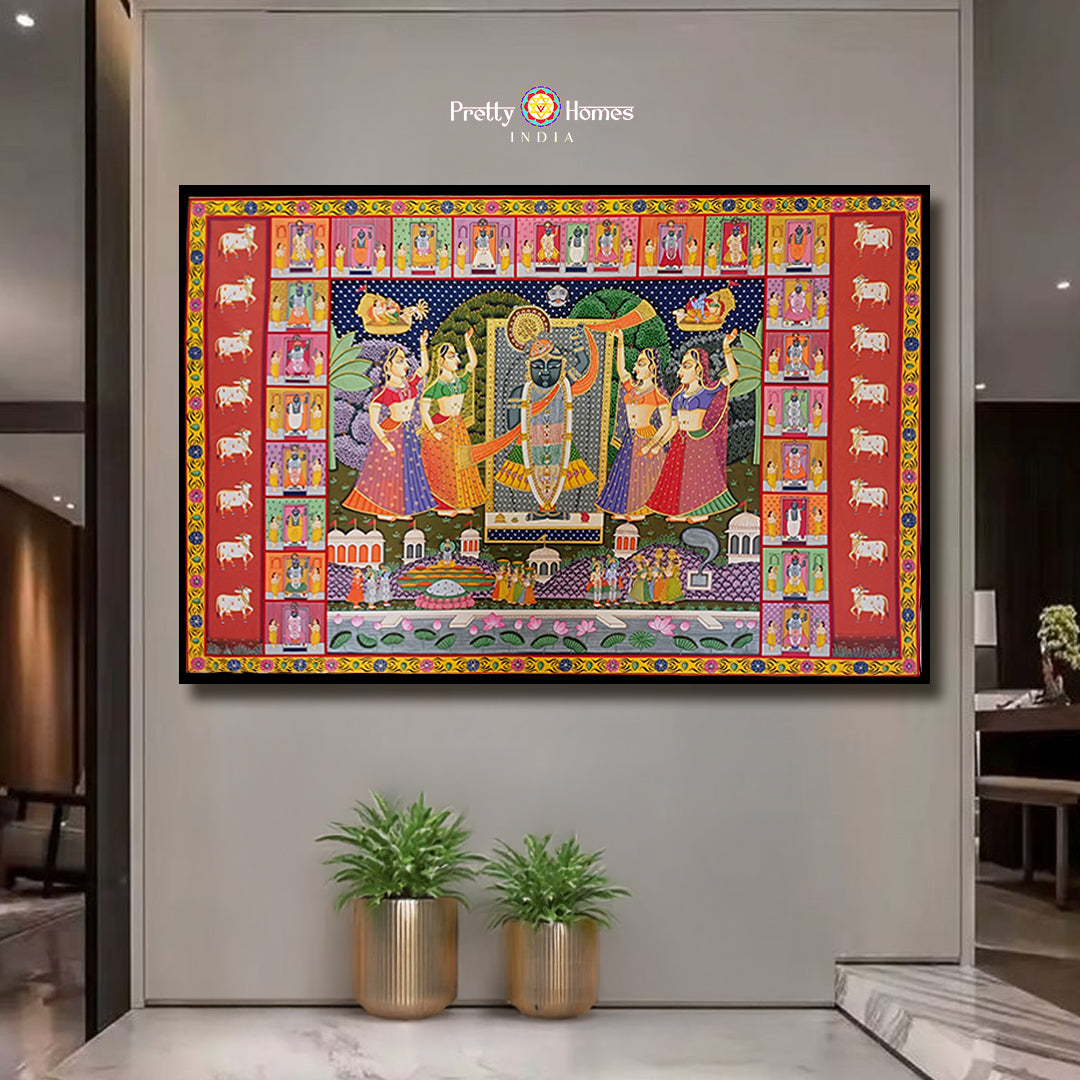 Large size hand-painted &nbsp;pichwai painting -Large Pichwai – Sharad Poornima various themes