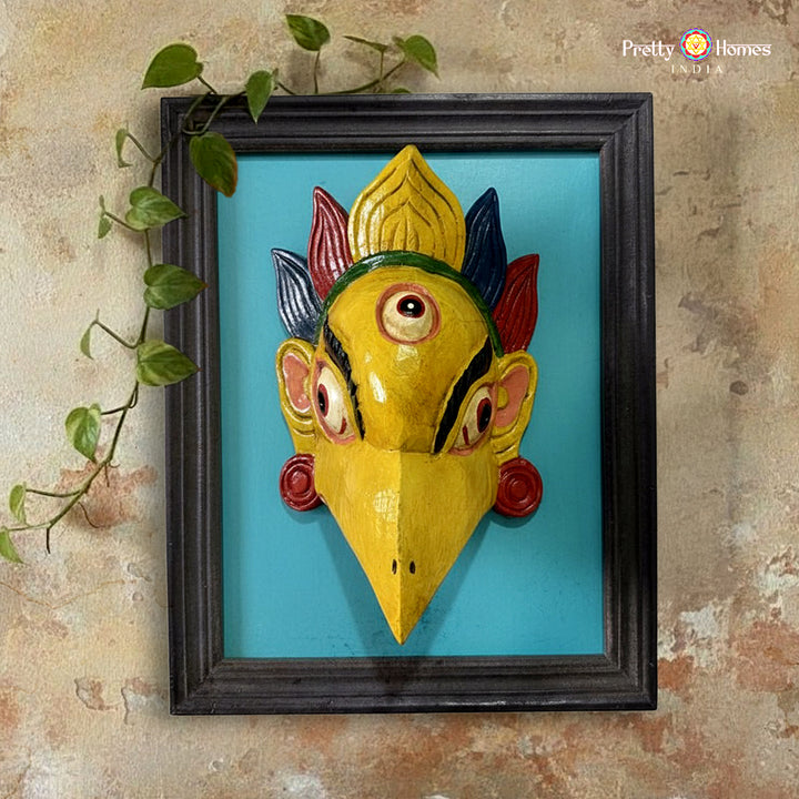 Framed Garuda Wall Mask – Handcrafted Sacred Wall Décor