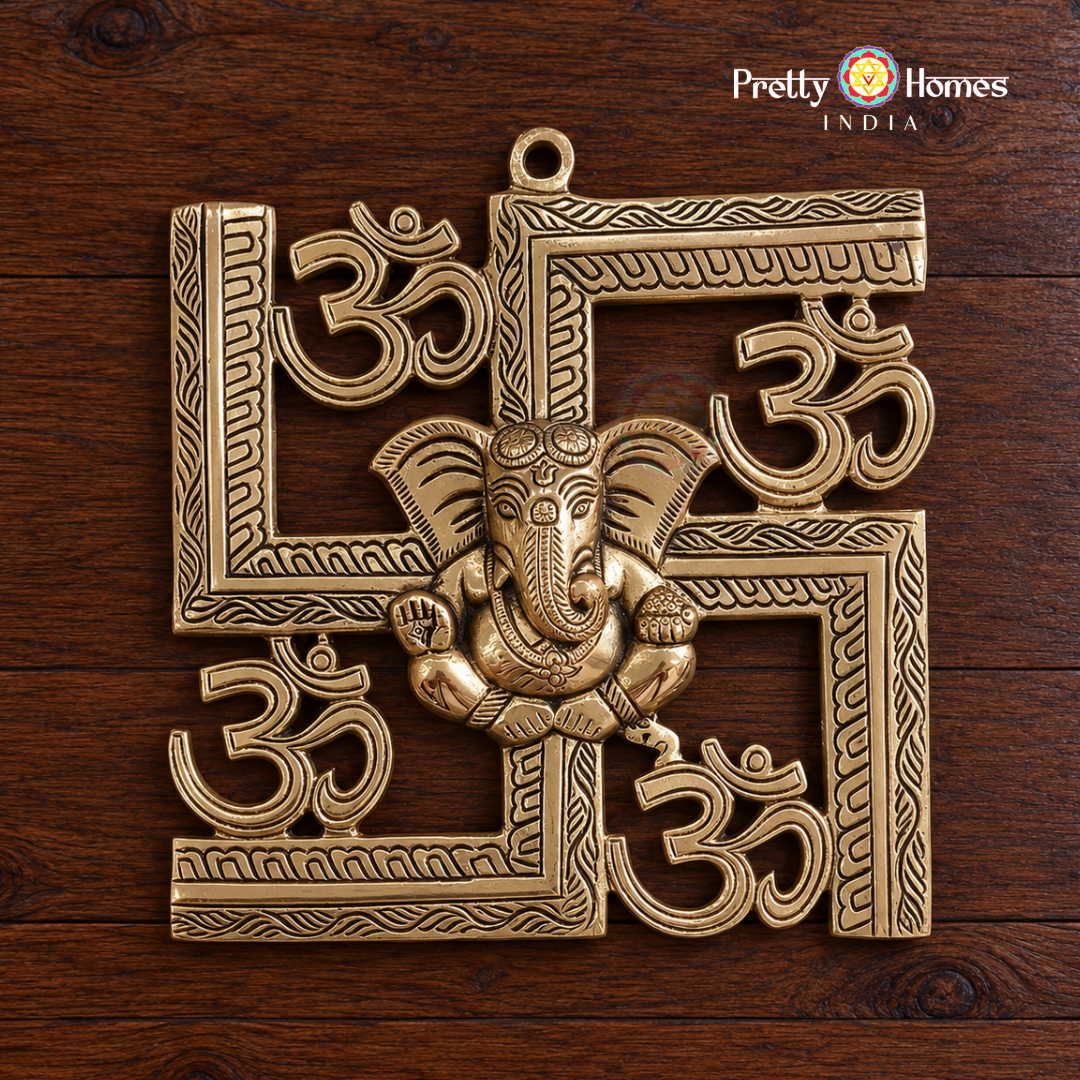 Brass Swastik Om Ganesha