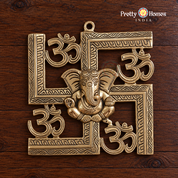 Brass Swastik Om Ganesha
