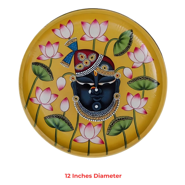 Shrinathji with Lotus Wall Plate 12 Inches