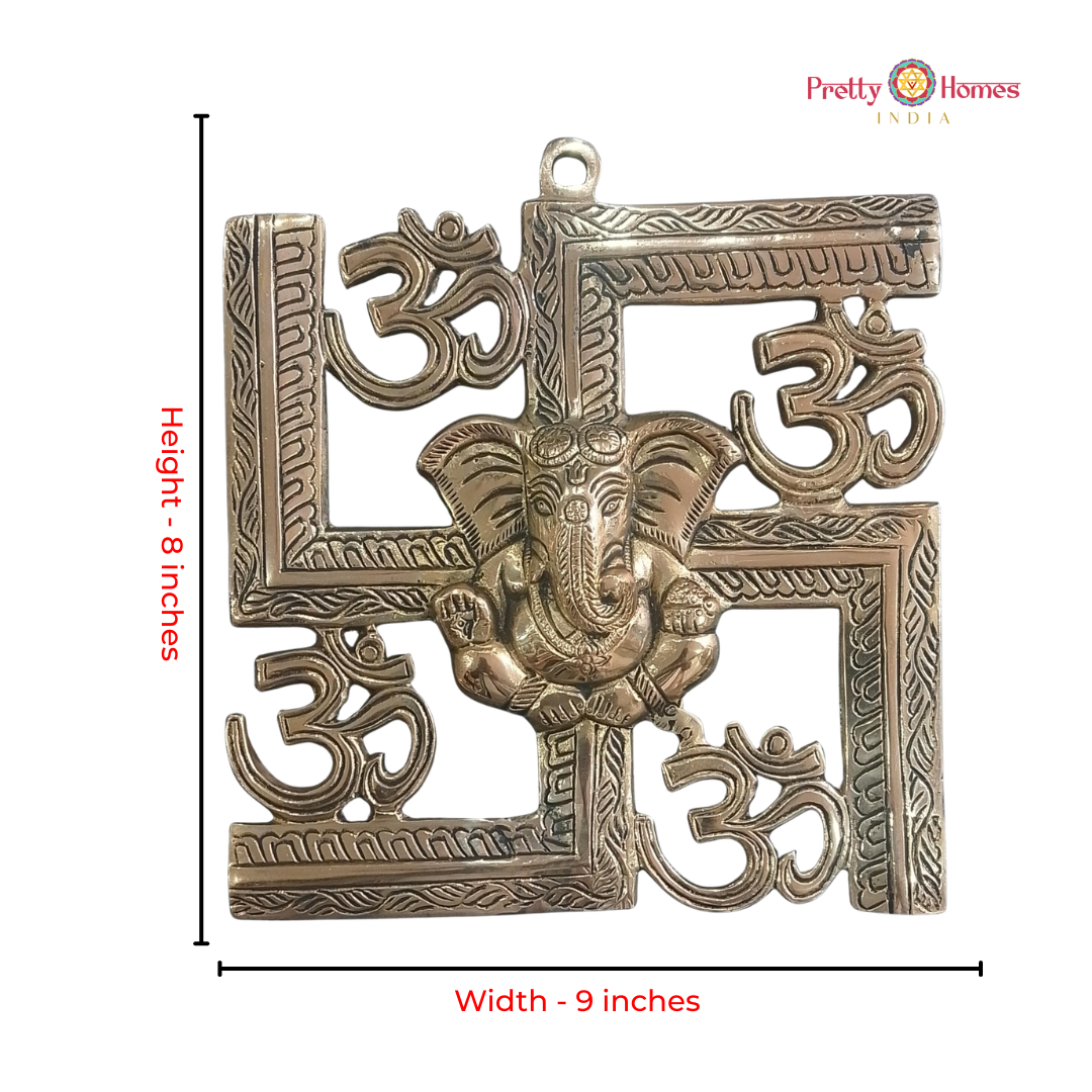 Brass Swastik Om Ganesha