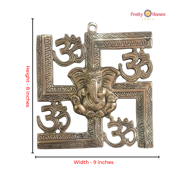 Brass Swastik Om Ganesha