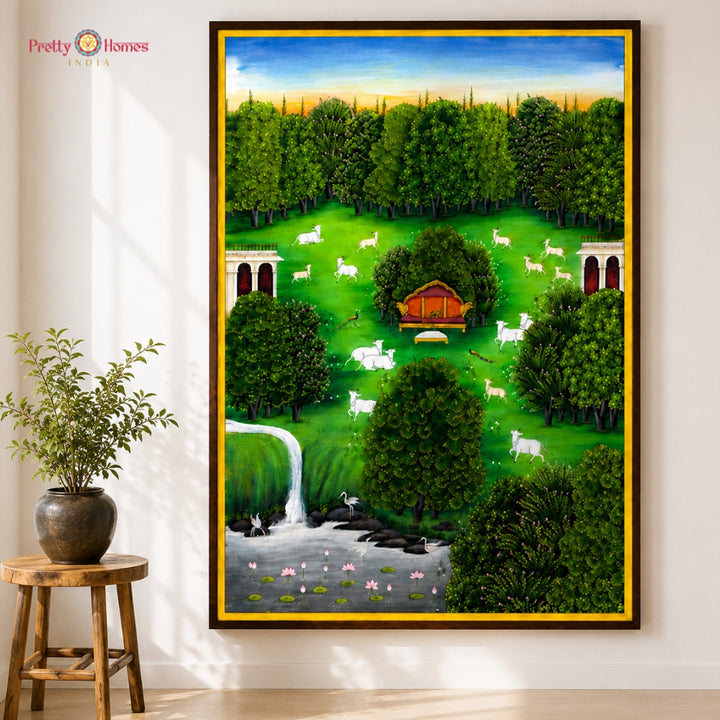 Serenity in Nature – Hand-Painted Pichwai