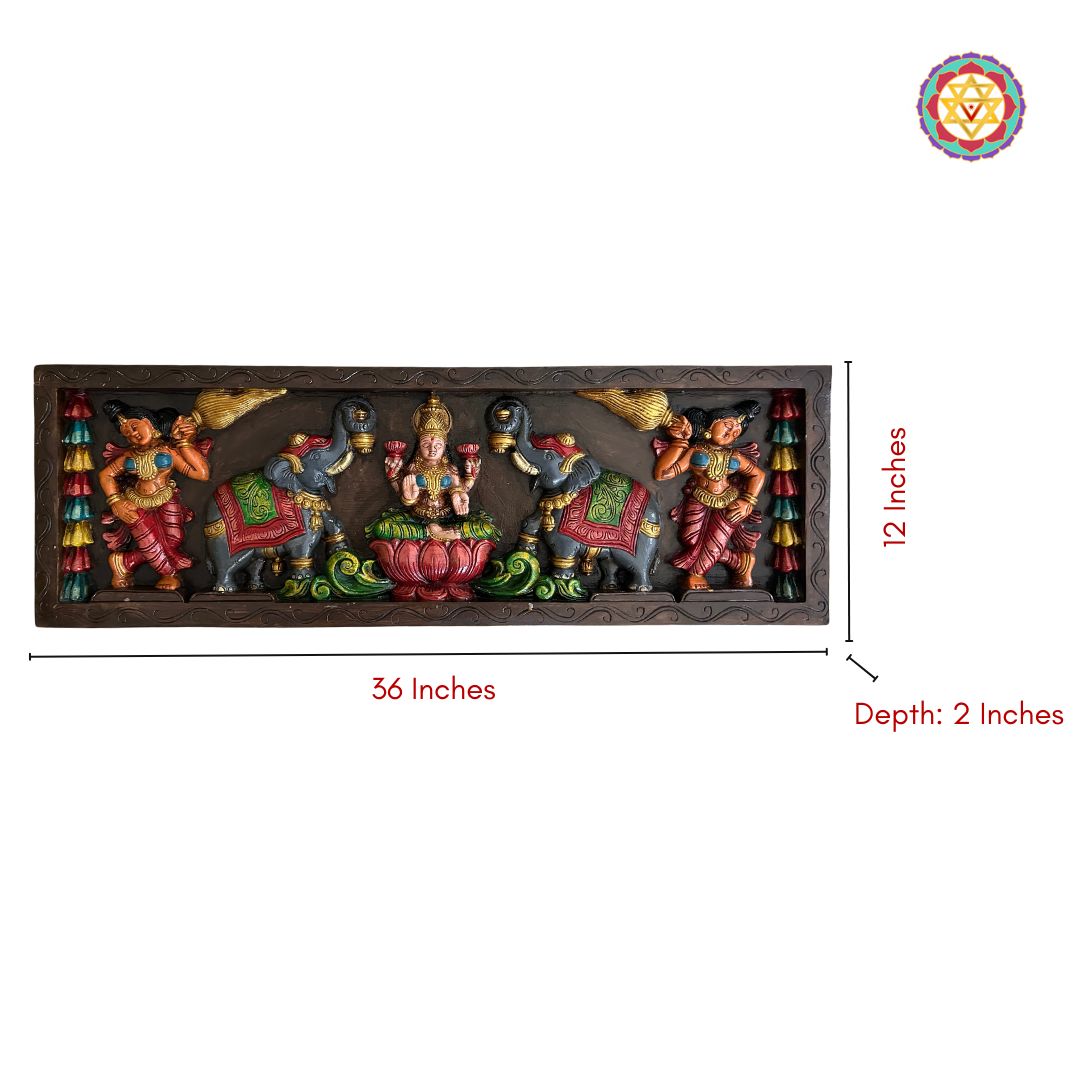 Measurement image of 36-inch Gajalakshmi wooden panel