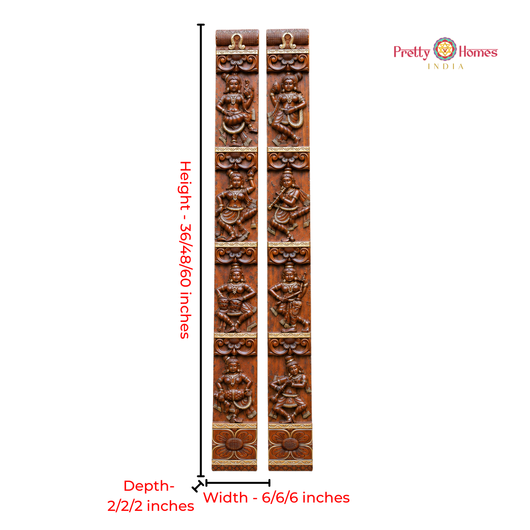 Woodcarved Khajuraho Apsara Musical Panel