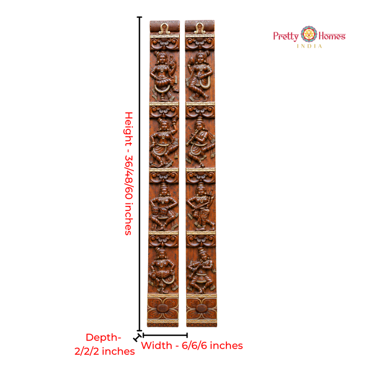 Woodcarved Khajuraho Apsara Musical Panel