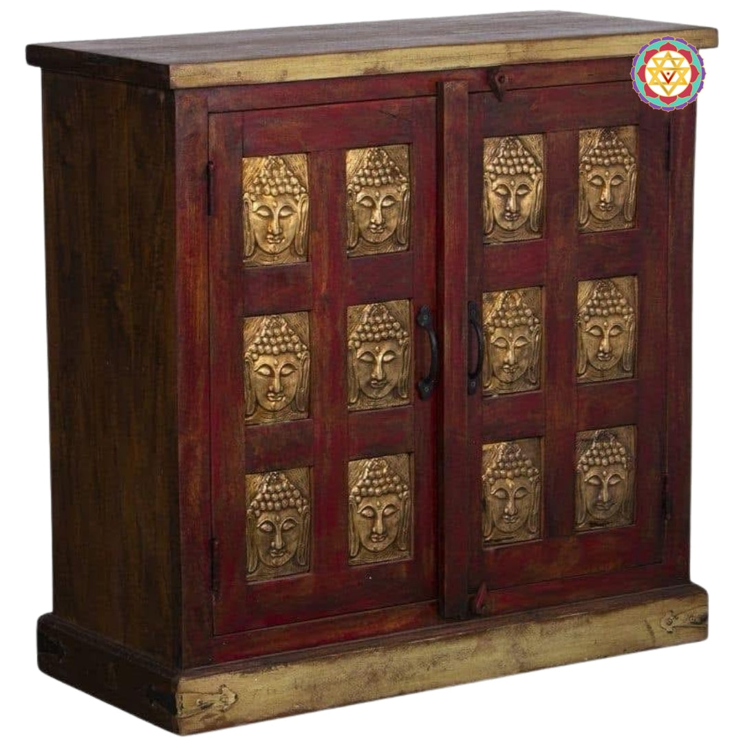 Woodmade Buddha design cabinet.