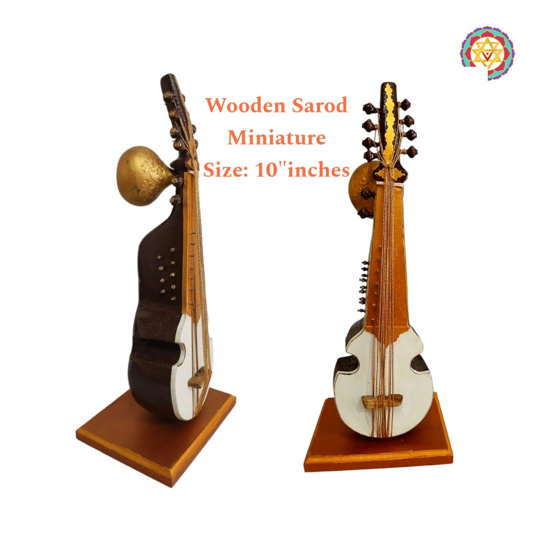 wooden sarod mini 10 inch instrument curio for indian home decor shelf display