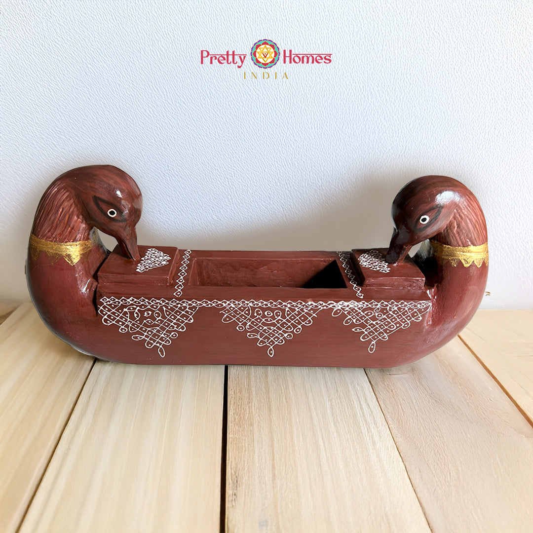 hand painted wood carved swan wall decor shelves with lotus design