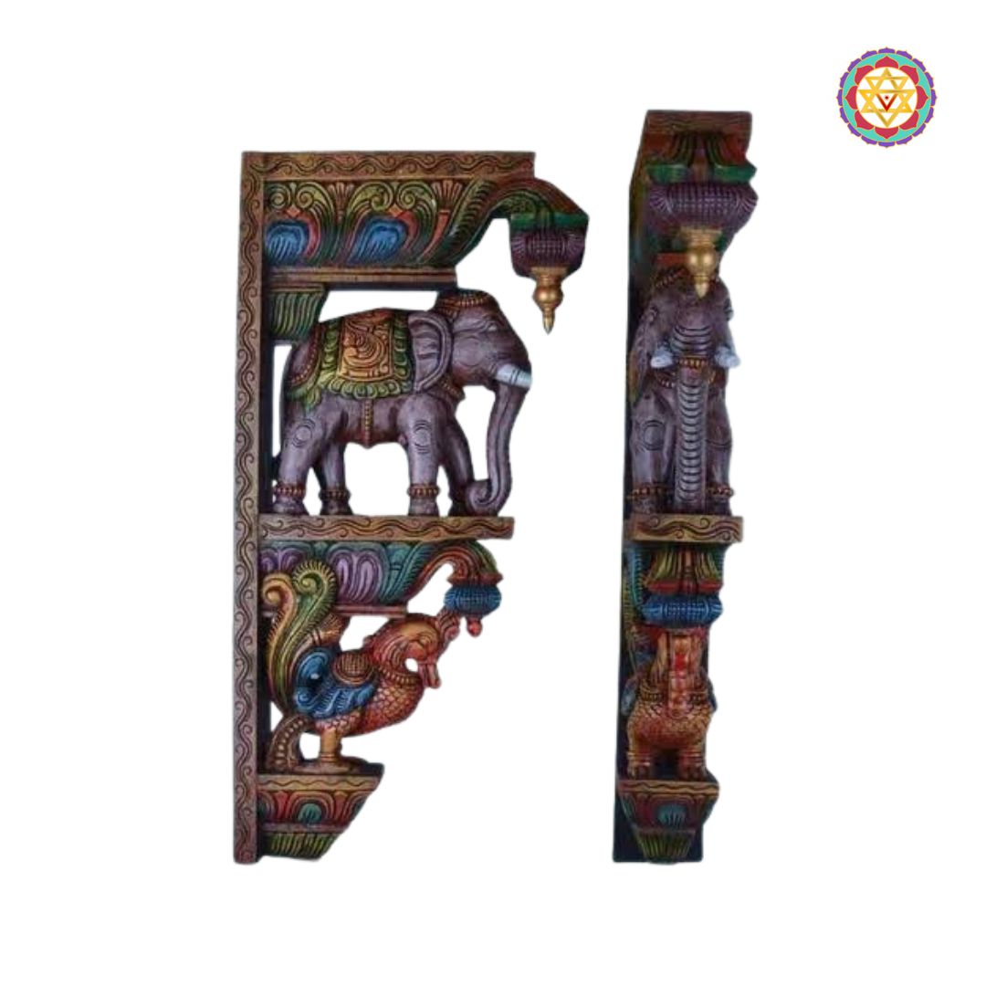 Decorative wall piece with elephant design on a white background