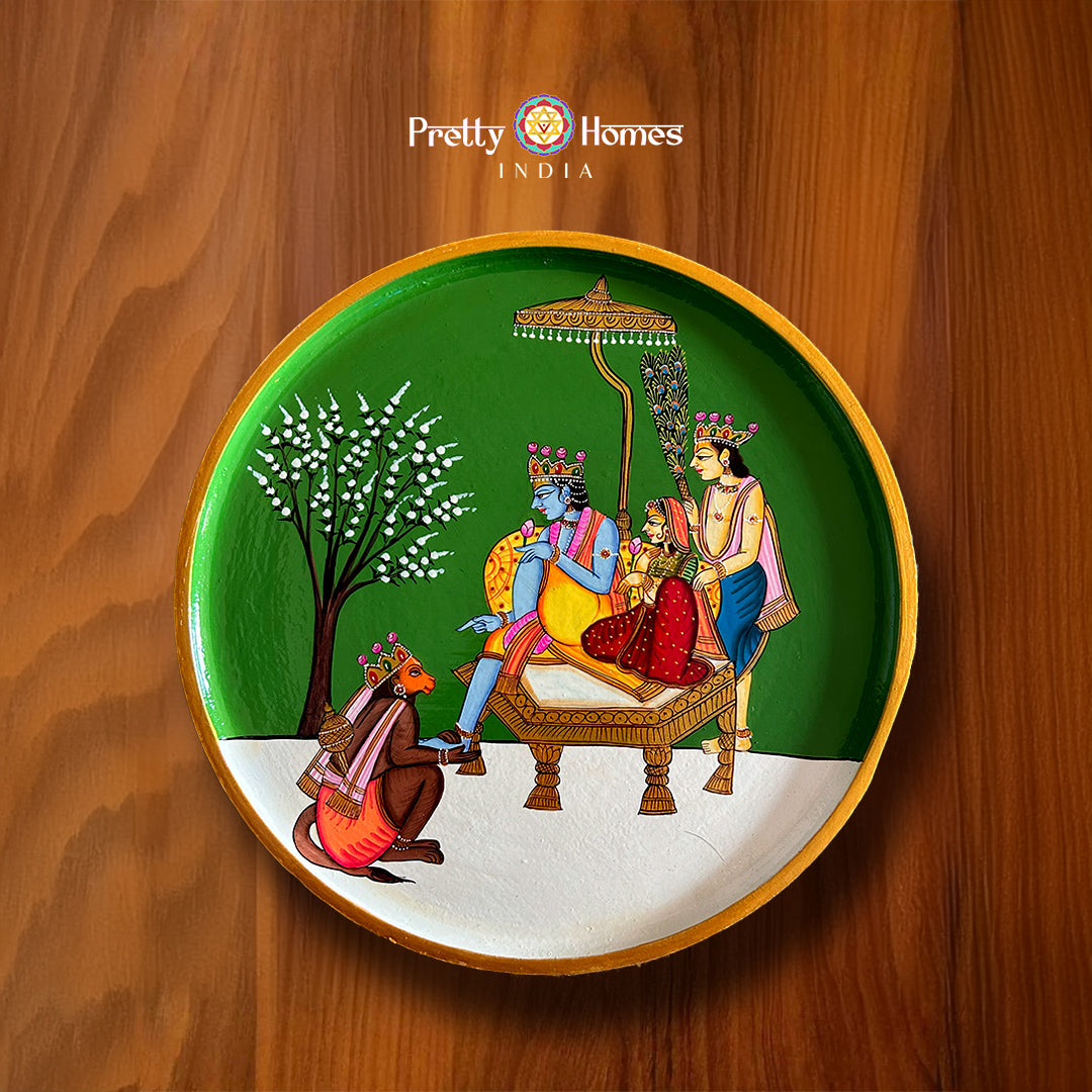 Pichwai painting inspired artwork showing divine Krishna play and celebration themes
