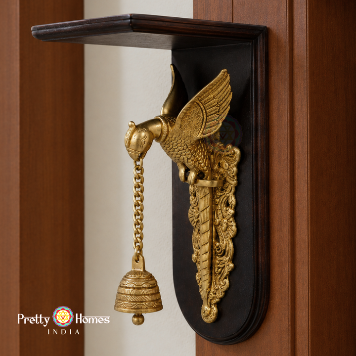 Brass & wood Hanging Parrot Wall Bracket