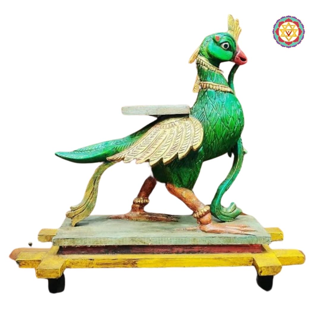 Standing Stunning Beautiful Bird Hamsa (Annapakshi) Showpiece Wooden Sculpture