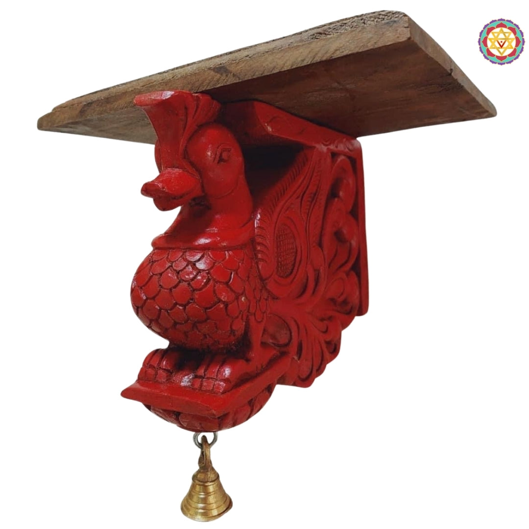 Detailed view of wooden annam bracket showing floral embellishments and layered craftsmanship