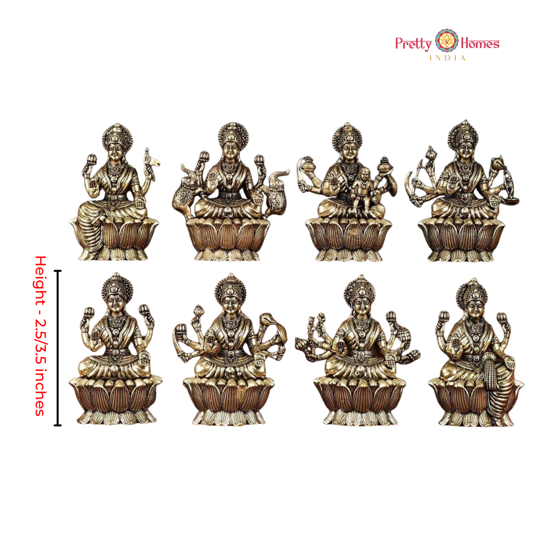 Set of 8 Brass Ashtalakshmi Idols – Superfine Finish