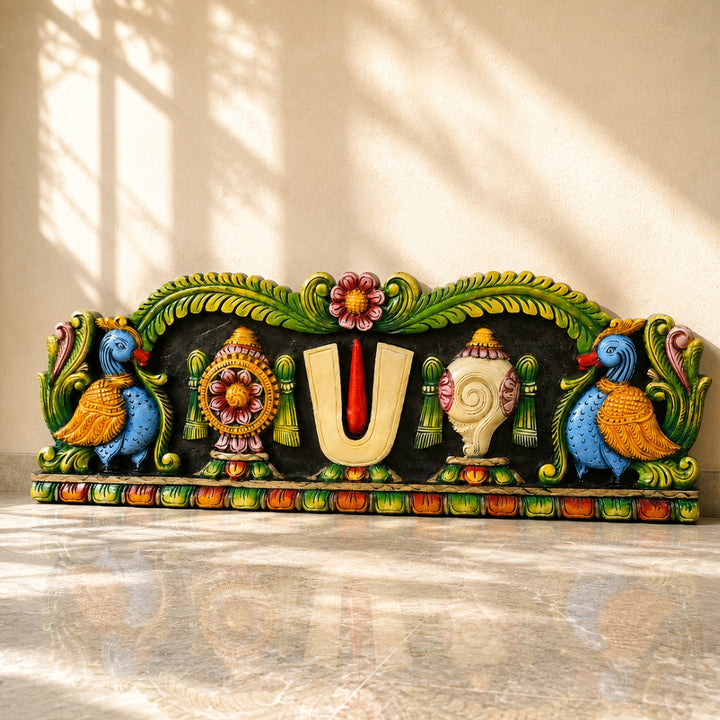 Wooden Venkateshwara Swamy Panel | Hand-Carved Balaji Wall Decor