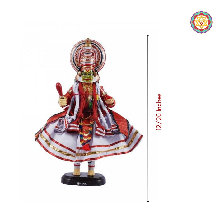 Kathakali Figurine - Handmade Traditional Decorative Wooden miniature Kathakali Doll (Bheema)