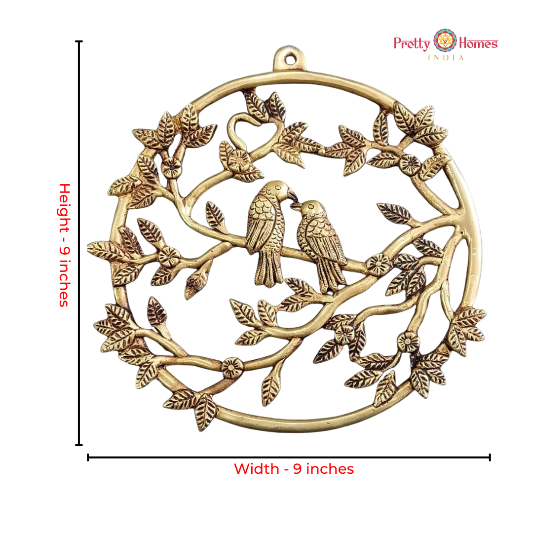 Round Brass Wall Mount – Birds on Tree