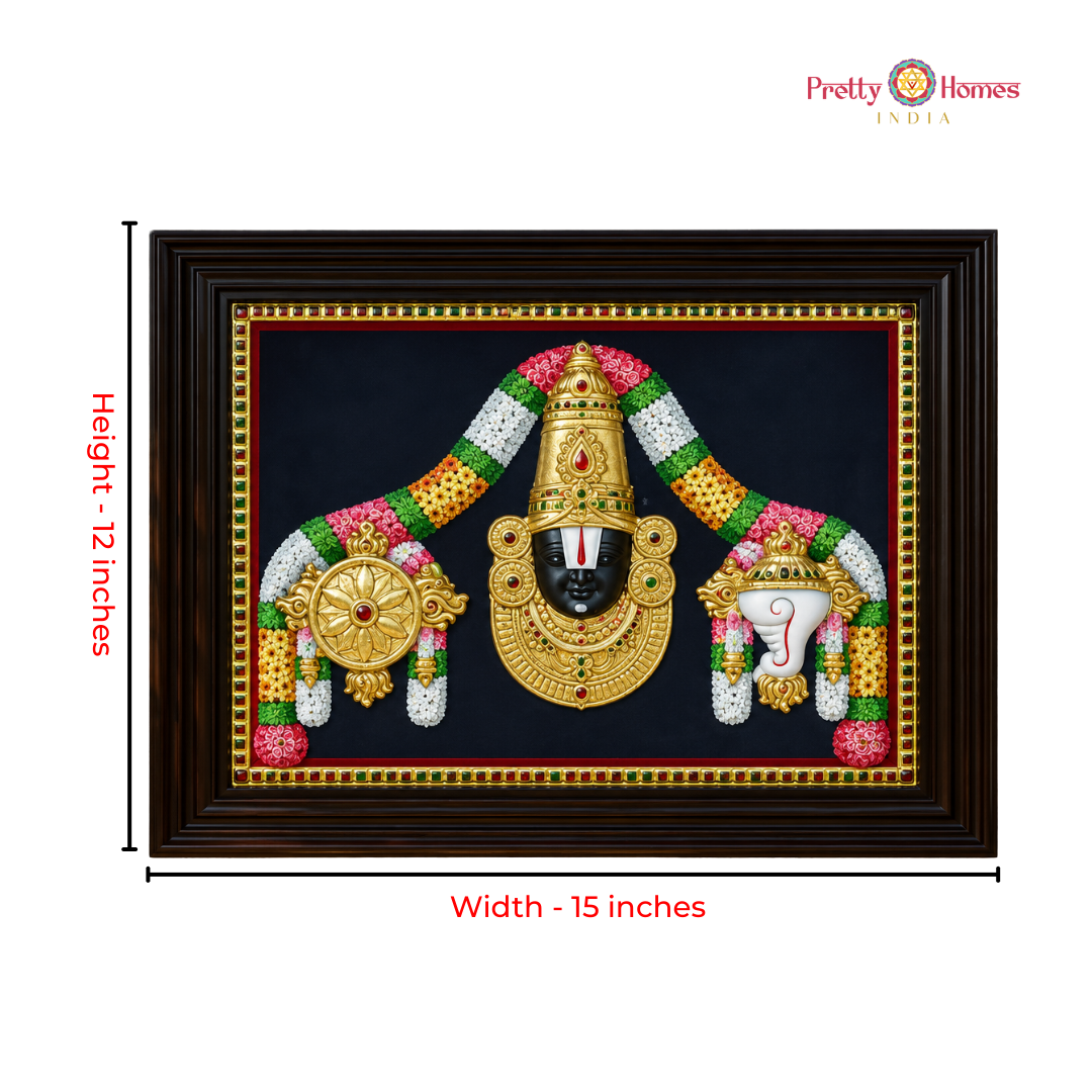 Embossed Style Tanjore Painting – Balaji with Shankha Chakra