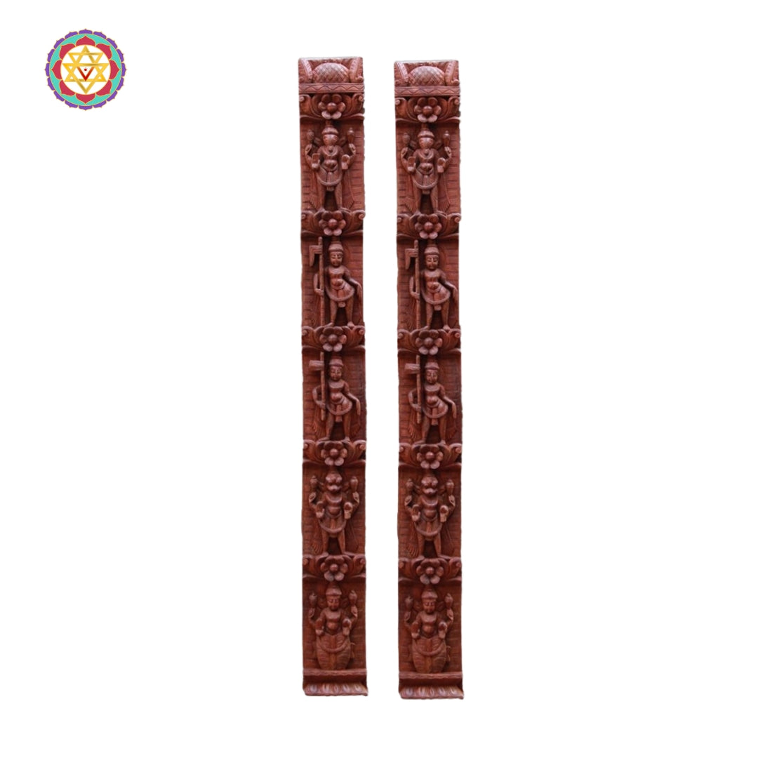 lord vishnu dashavatar wooden wall panel with antique carving design