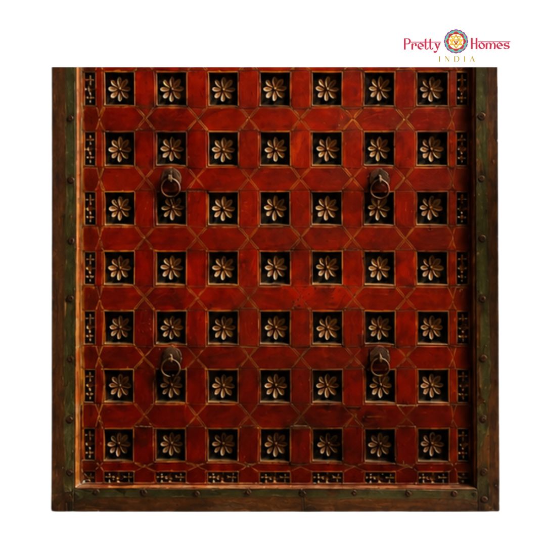 Handcarved Wooden Floral Design Wall Hanging / Wall Panel