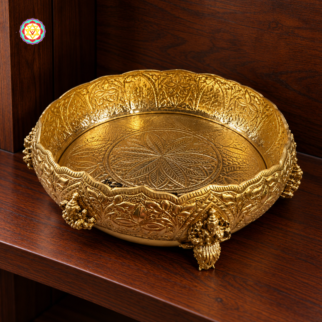 Super Fine Brass Ashtalakshmi Uruli with Elephant Legs