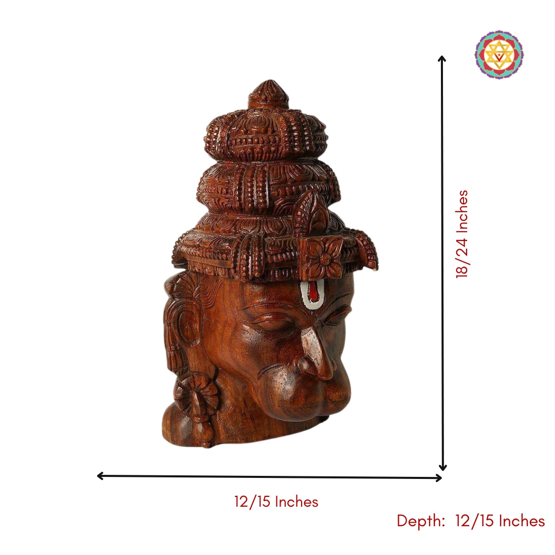 Traditional Hanuman wooden face sculpture for temple or living space