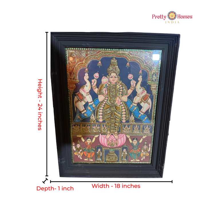 Goddess Lakshmi with Elephants – Tanjore Painting