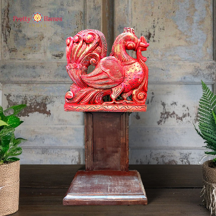 Hand-carved wooden annam stand full view