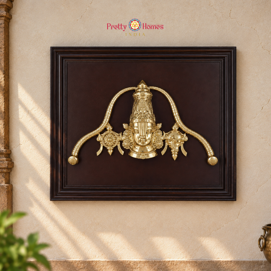 Brass Framed Lord Tirupati Balaji Wall Hanging