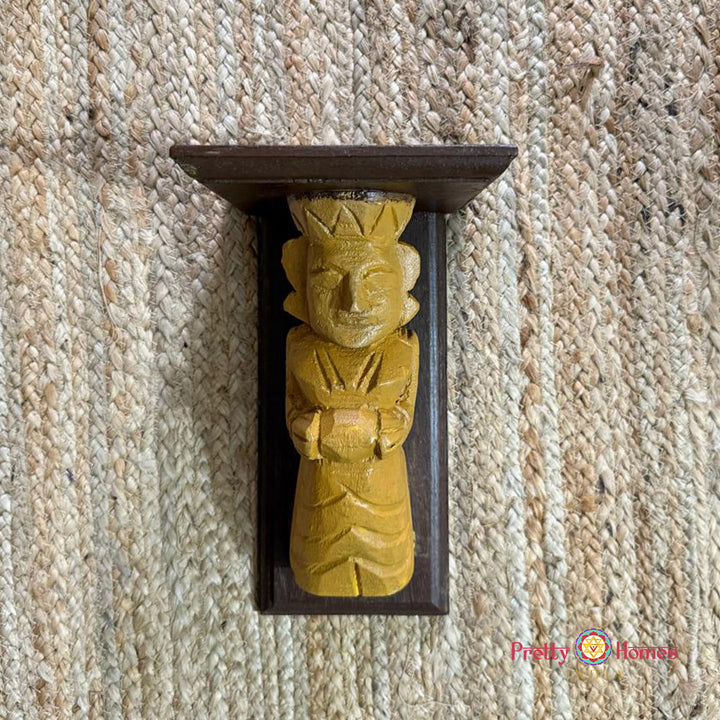 Woodcarved vintage lady wall bracket frame -1 piece