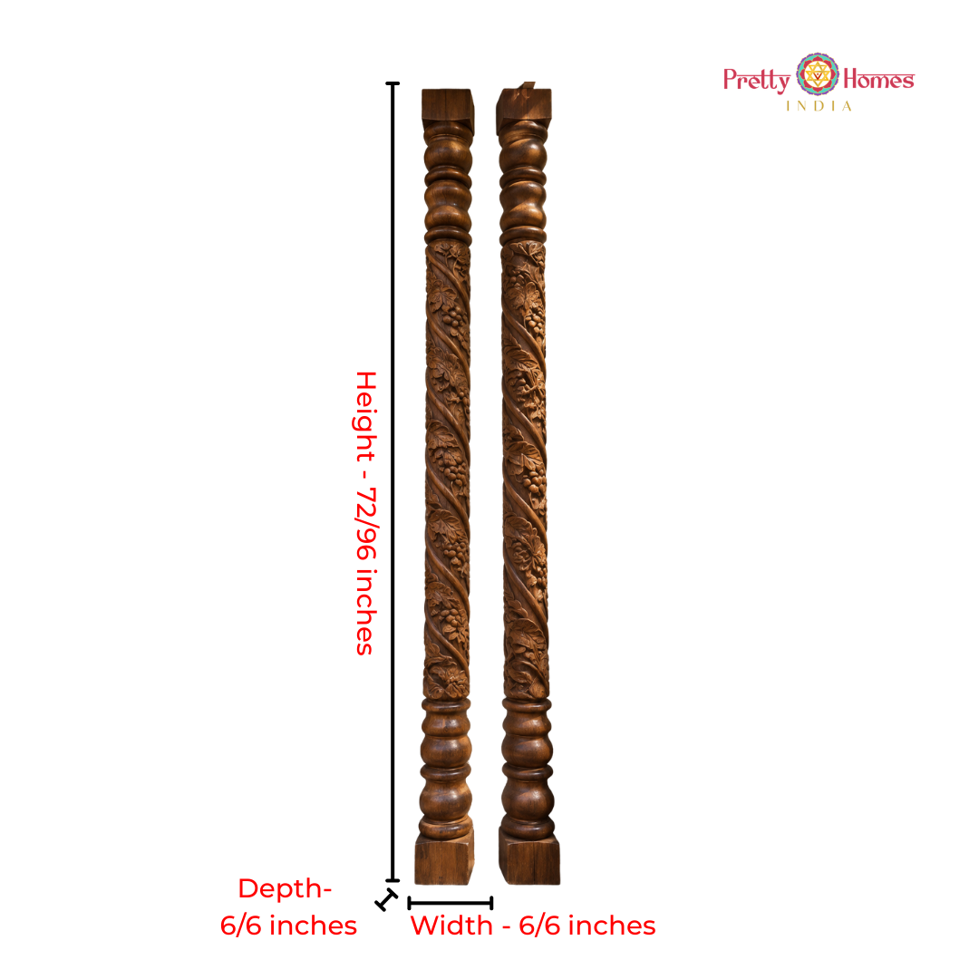 Aesthetic Floral Carved Pillars ( pair )