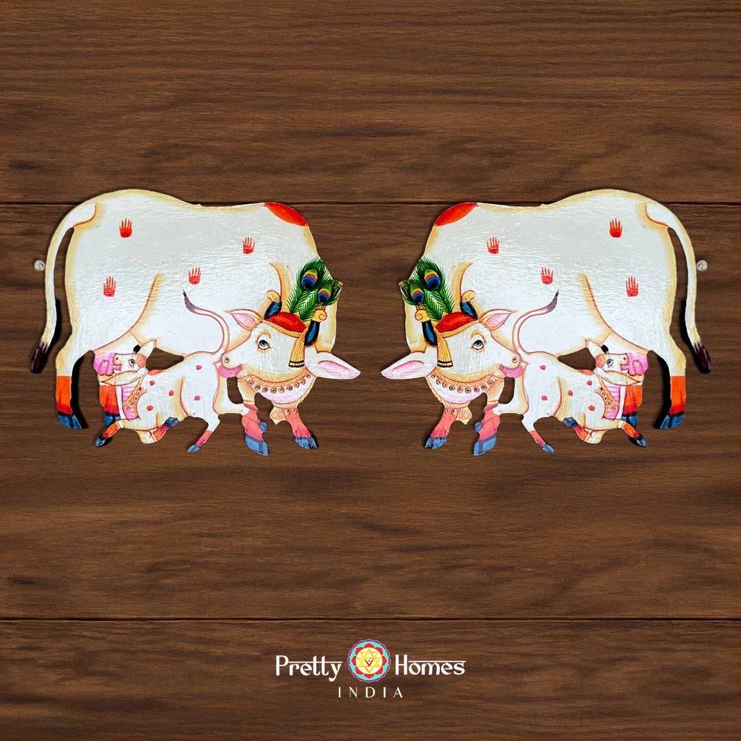 pichwai cow and calf mdf cutout pichwai style cow with calf