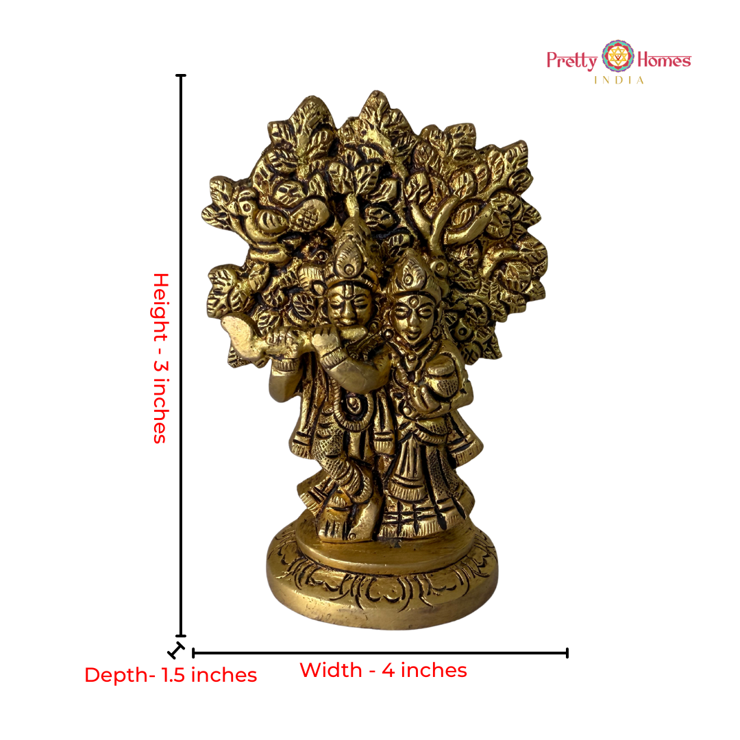 Brass Radha Krishna Under the Tree