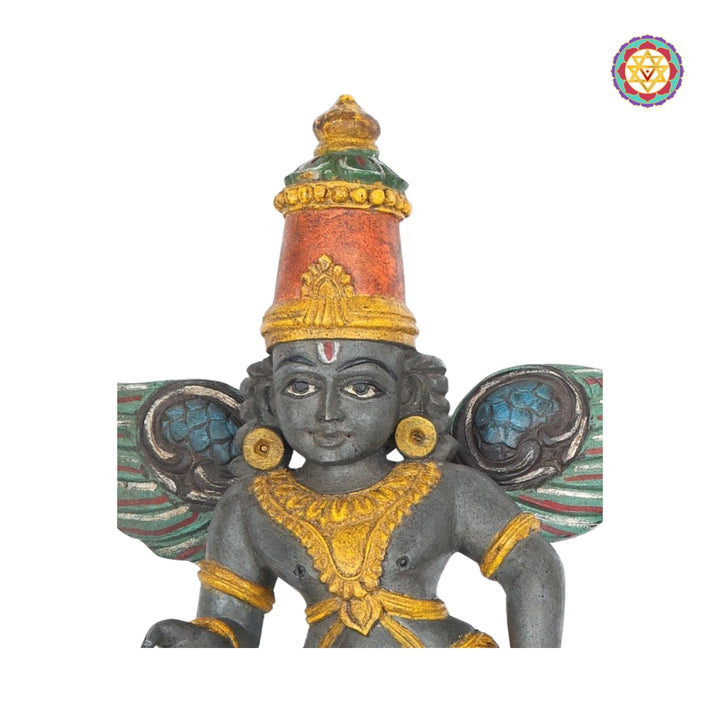 wood-carved gandharva / Indian angel sculpture .wall mountable (single). multi-colour vintage