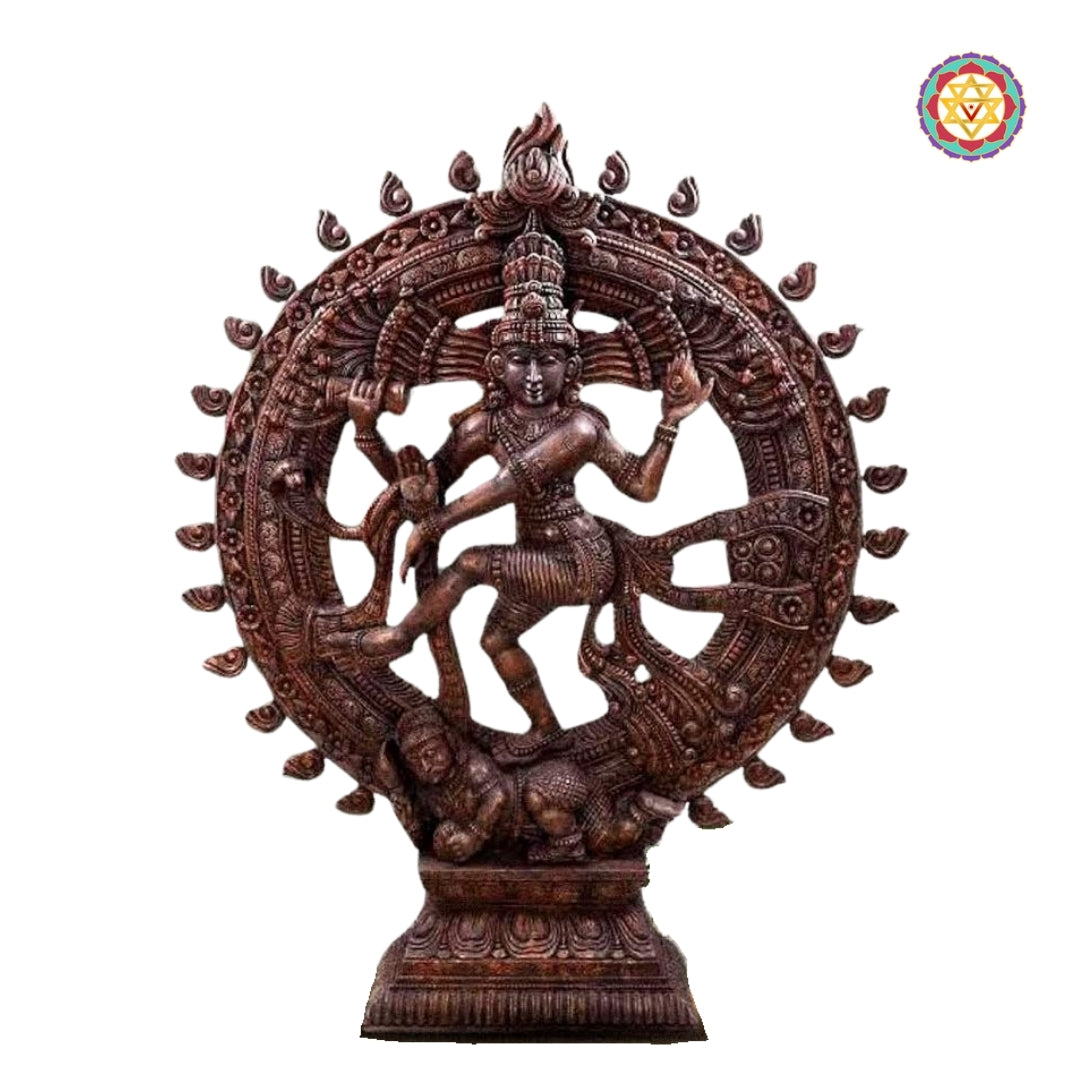 lord shiva nataraja statue in carved wood for home décor
