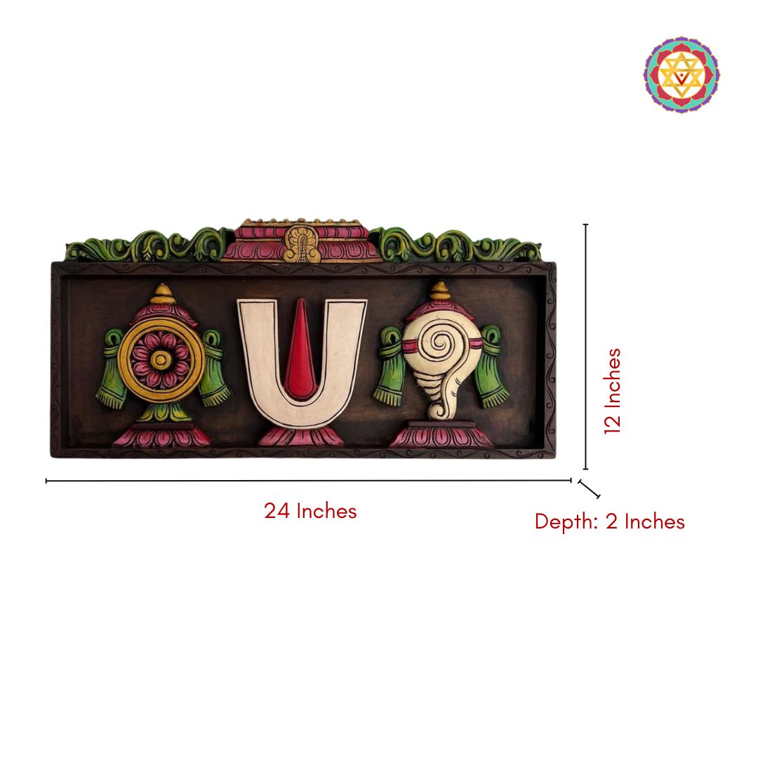 Dimensions of wooden Balaji Thiruman wall panel – 24x12 inches