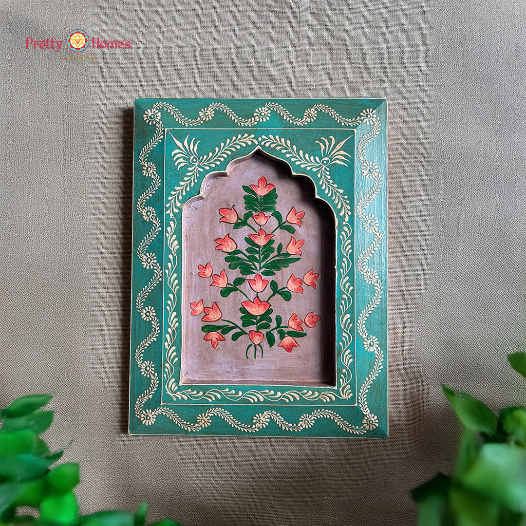 hand painted wooden frame side view artisan crafted artwork