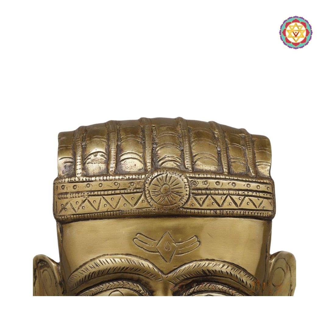 top-angle view of Shiva face sculpture with elegant polished finish