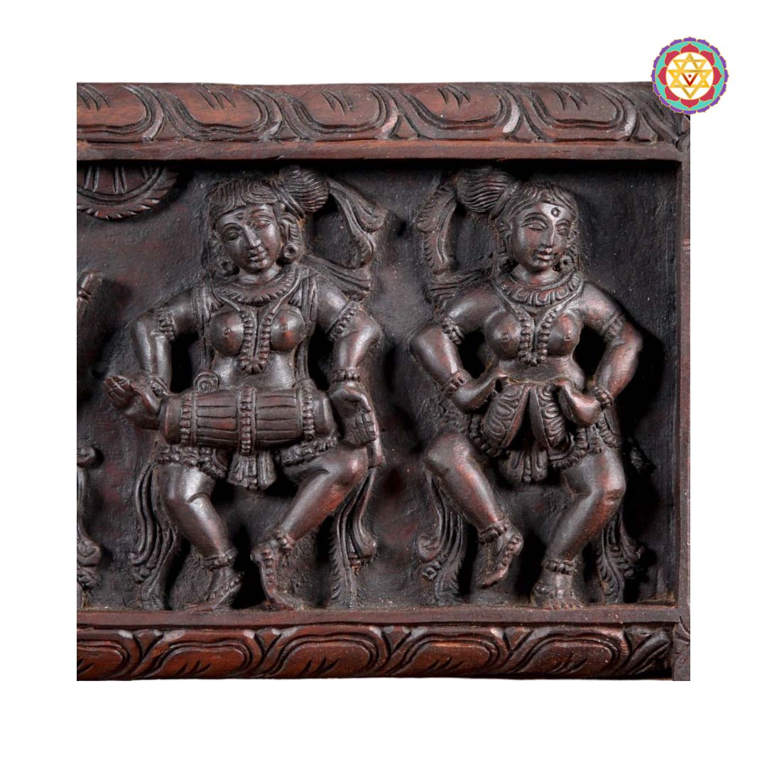 Apsaras panel with musical instruments – detailed carving