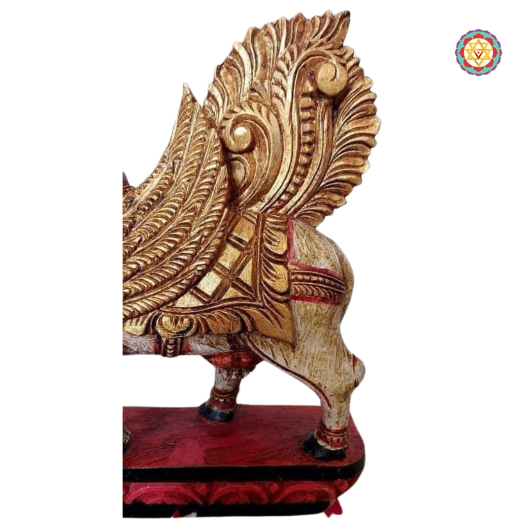 Vintage look Woodcarved Kamadhenu statue/sculpture