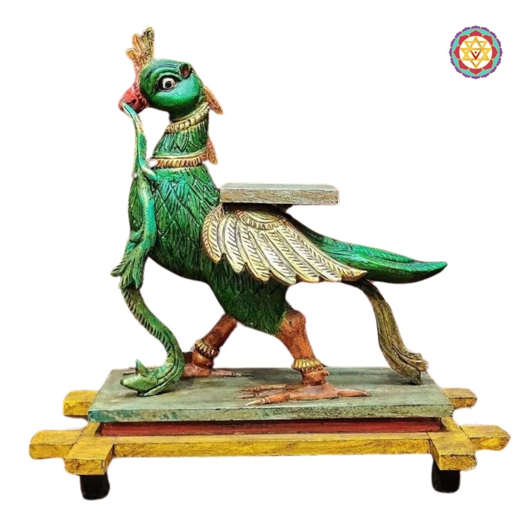 Standing Stunning Beautiful Bird Hamsa (Annapakshi) Showpiece Wooden Sculpture