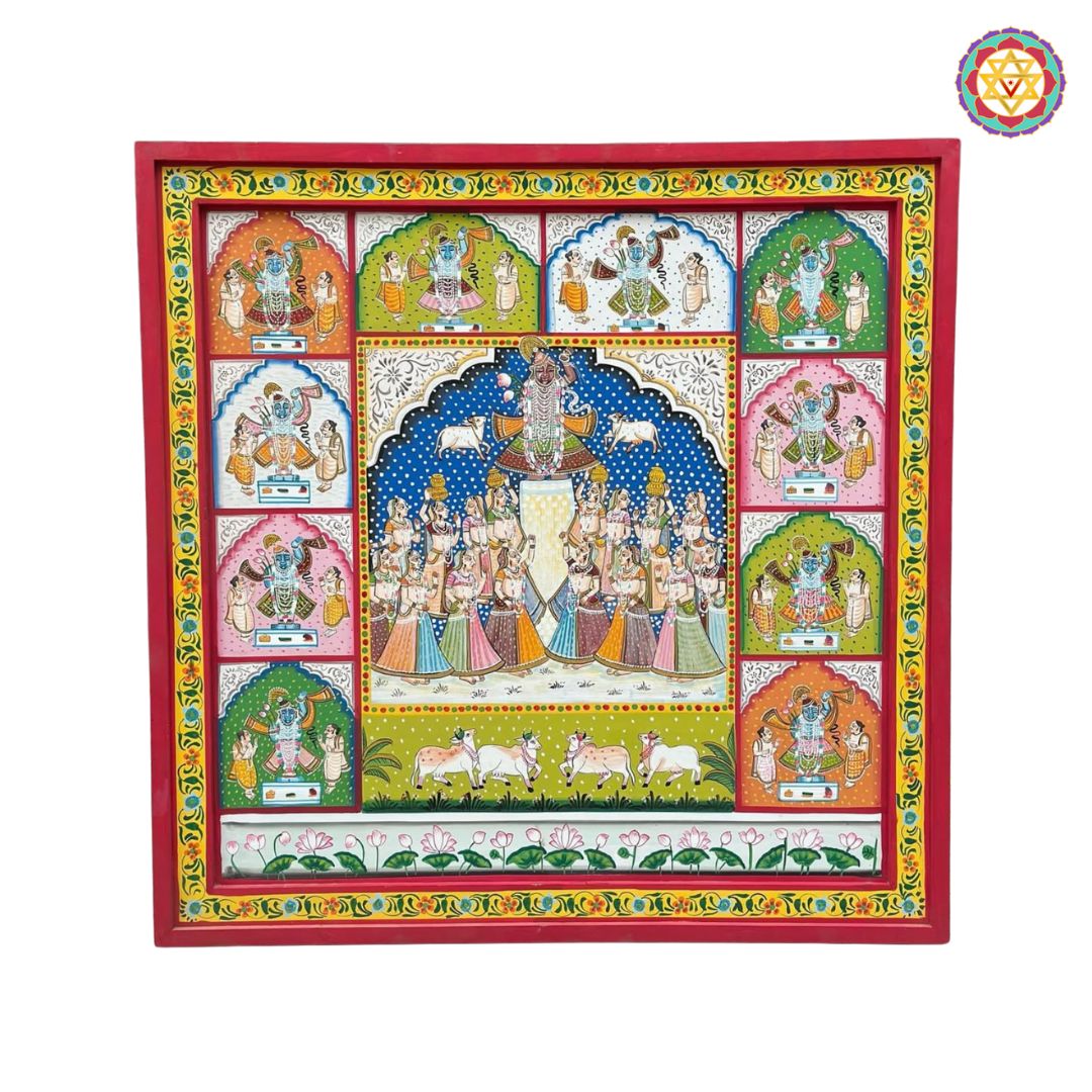 Closeup view of Shrinathji swaroop Pichwai artwork