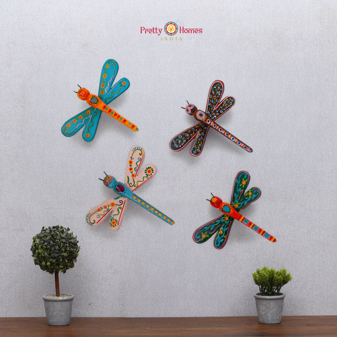 close-up of wooden butterfly showing brushstroke detailing