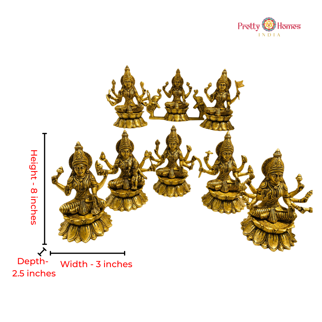 Set of 8 Brass Ashtalakshmi Idols – Superfine Finish