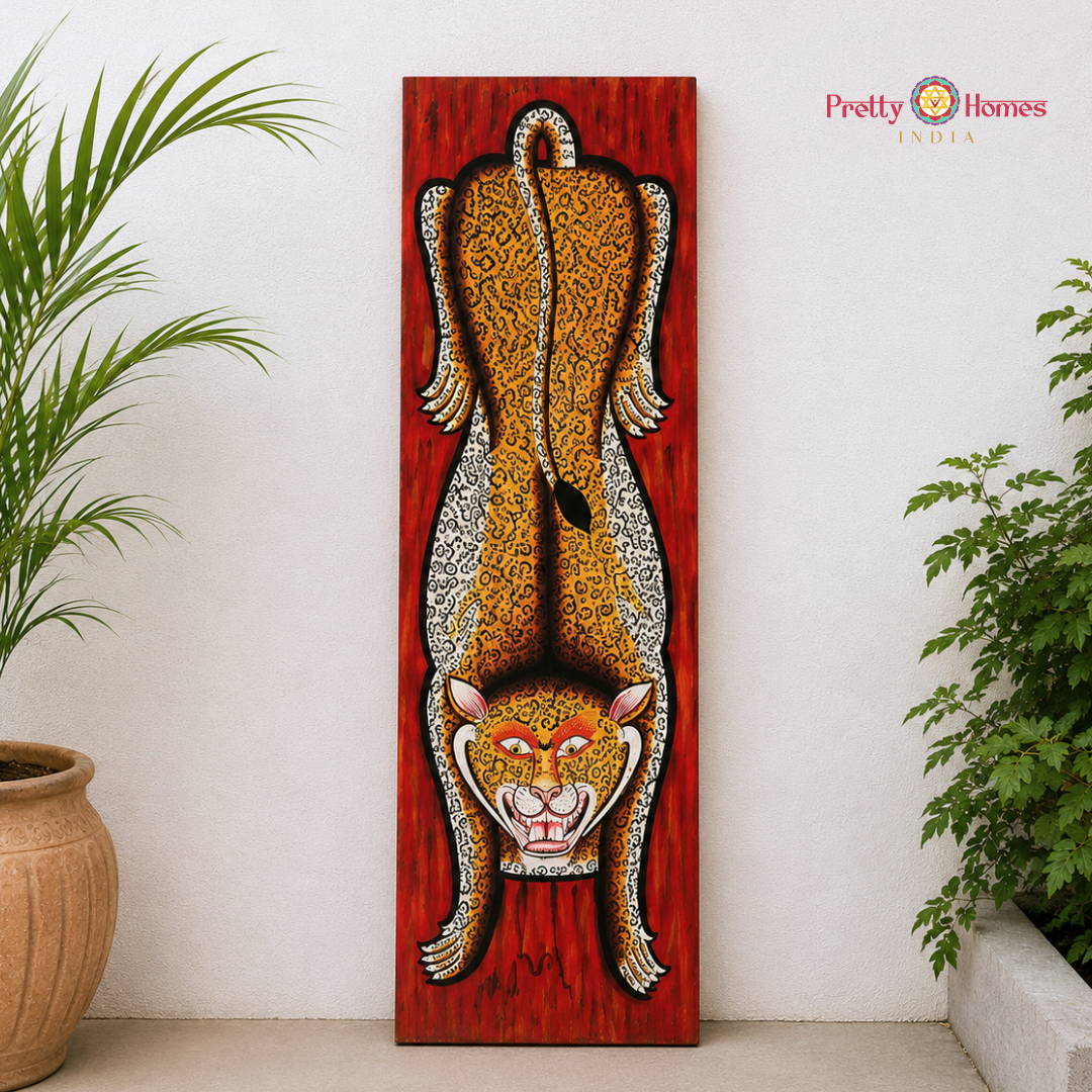 Handpainted Tiger-Inspired Panel